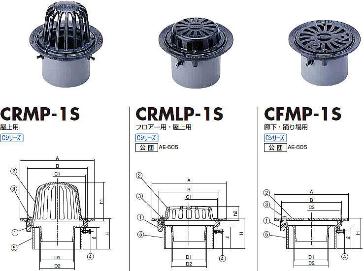 ルーフドレン Cシリーズ CRMP-１S・CRMLP-１S・CFMP-１S