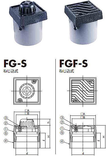 細溝用フロアードレン FG-S・FGF-S